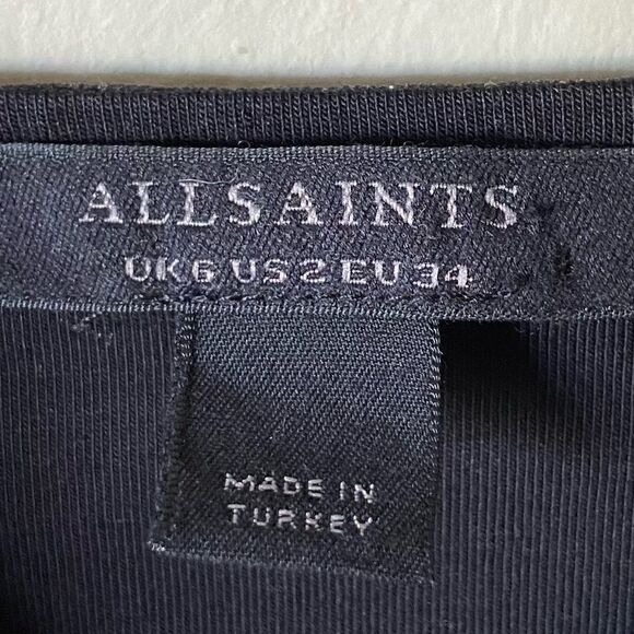 All Saints Ulla Alessandra Midi Black Dress Floral Bodycon Size 2 - Picture 13 of 16